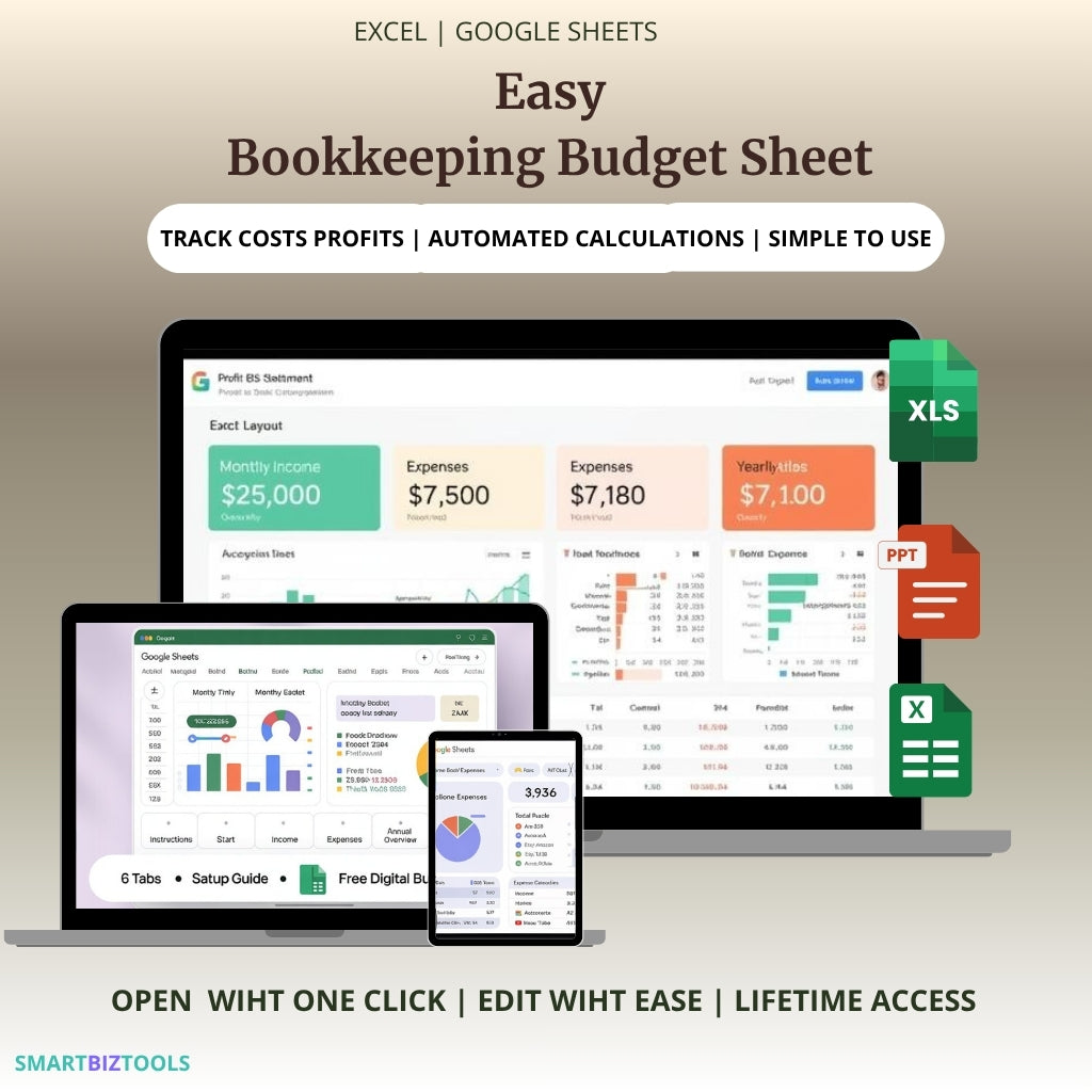 Small Business Bookkeeping Budget sheet